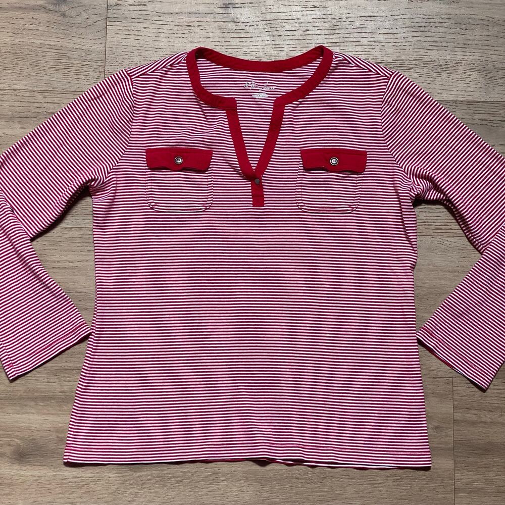 Americana Preppy Minimalist Chic Red & White Striped 100% Cotton Tee Normcore